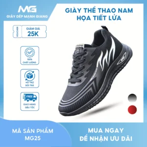 Giày thể thao nam họa tiết lửa cá tính sneaker phối màu nổi bật, đế cao su chống trơn MG25