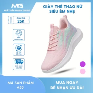 Giày thể thao nữ đi bộ, đi thể dục, tập gym siêu êm nhẹ chống trượt A50